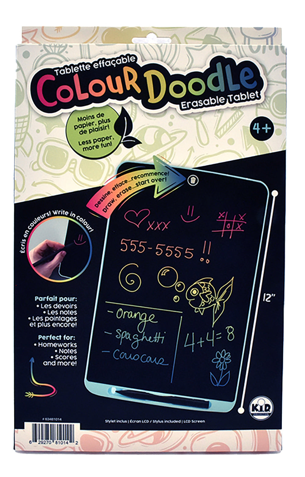 K.I.D. Collection - Tablette effaçable Colour Doodle 12''