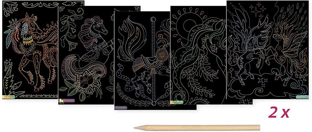 Sycomore - Artissimo - 10 tableaux à gratter - Chevaux et Licornes