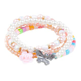 Butterfly bracelet set with beads, 4 pcs
