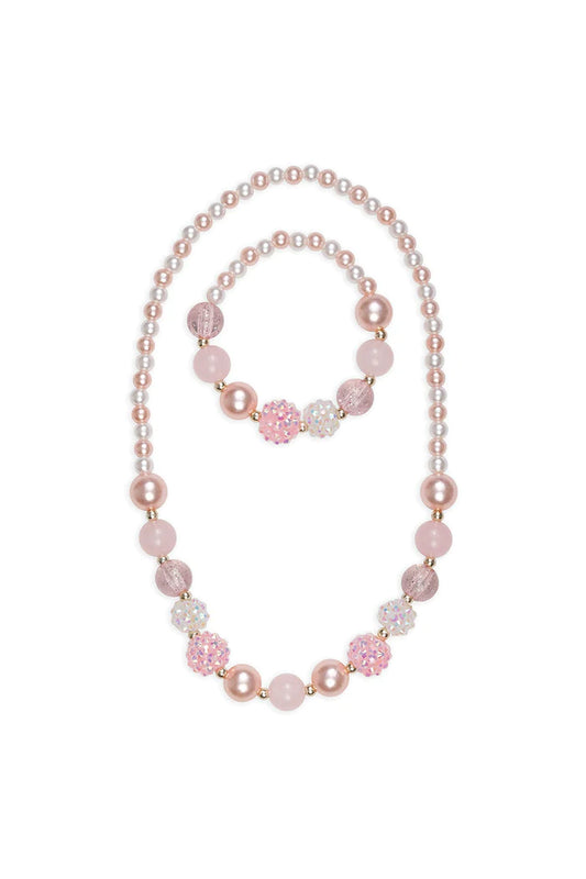 Ensemble de collier et de bracelet perles rosées