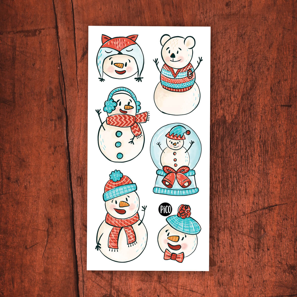 Tatouages temporaires - Les joyeux bonhommes de neige