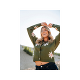 Rose Maternité - Cardigan à fleurs - Vert Prairie