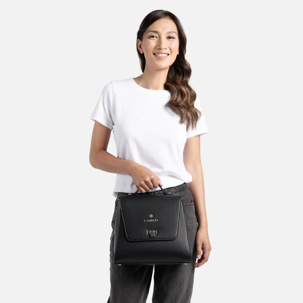 Le Elie - Sac à main en 3-en-1 en cuir vegan noir