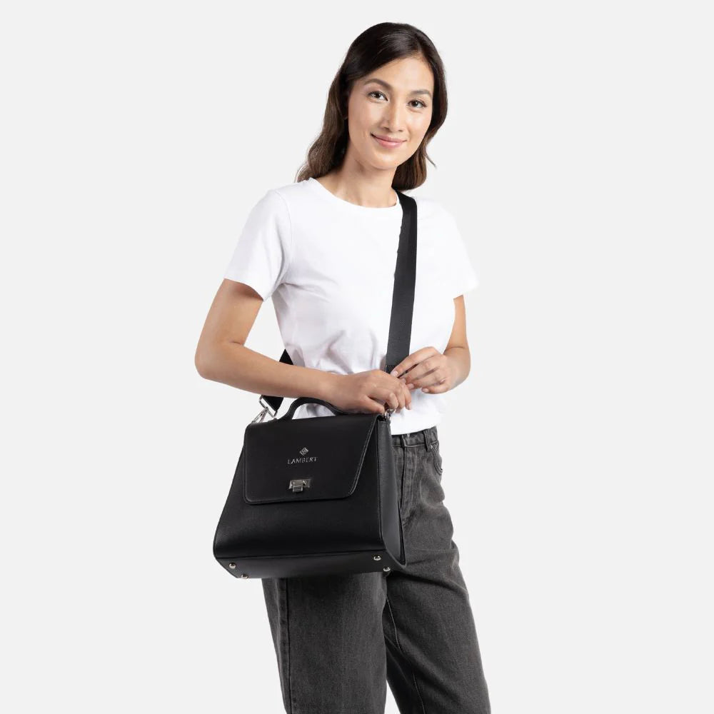 Le Elie - Sac à main en 3-en-1 en cuir vegan noir