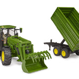 Bruder - John Deere 7R with front loader and trailer with tandem hitch