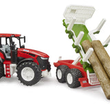 Bruder - Roadmax -Tracteur avec remorque forestière et 3 troncs d’arbre
