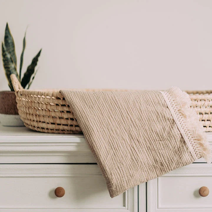 Mousseline en coton biologique avec franges