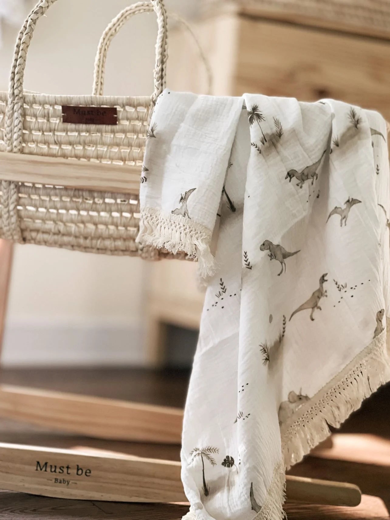 Mousseline en coton biologique avec franges