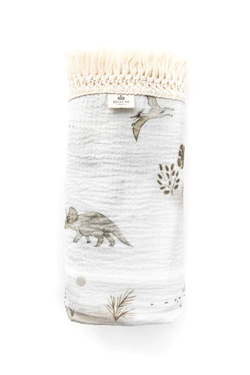 Mousseline en coton biologique avec franges