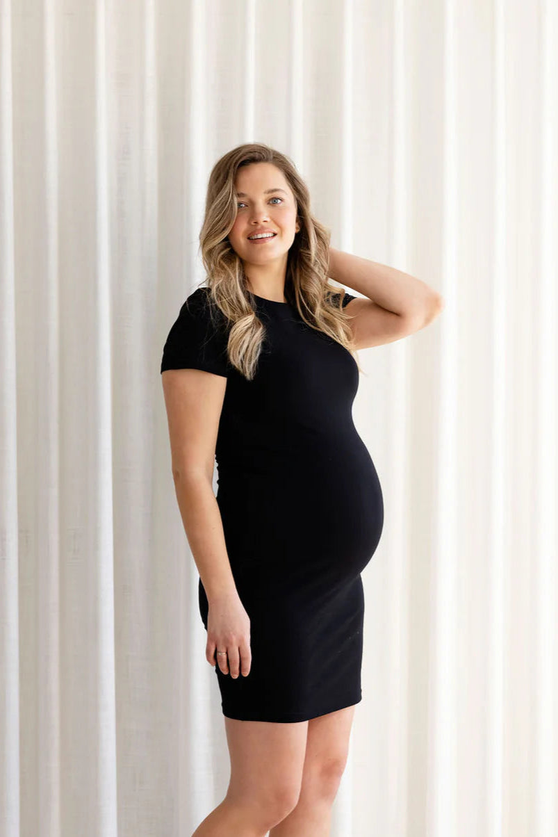 Rose Maternité Robe Intrigue Noir