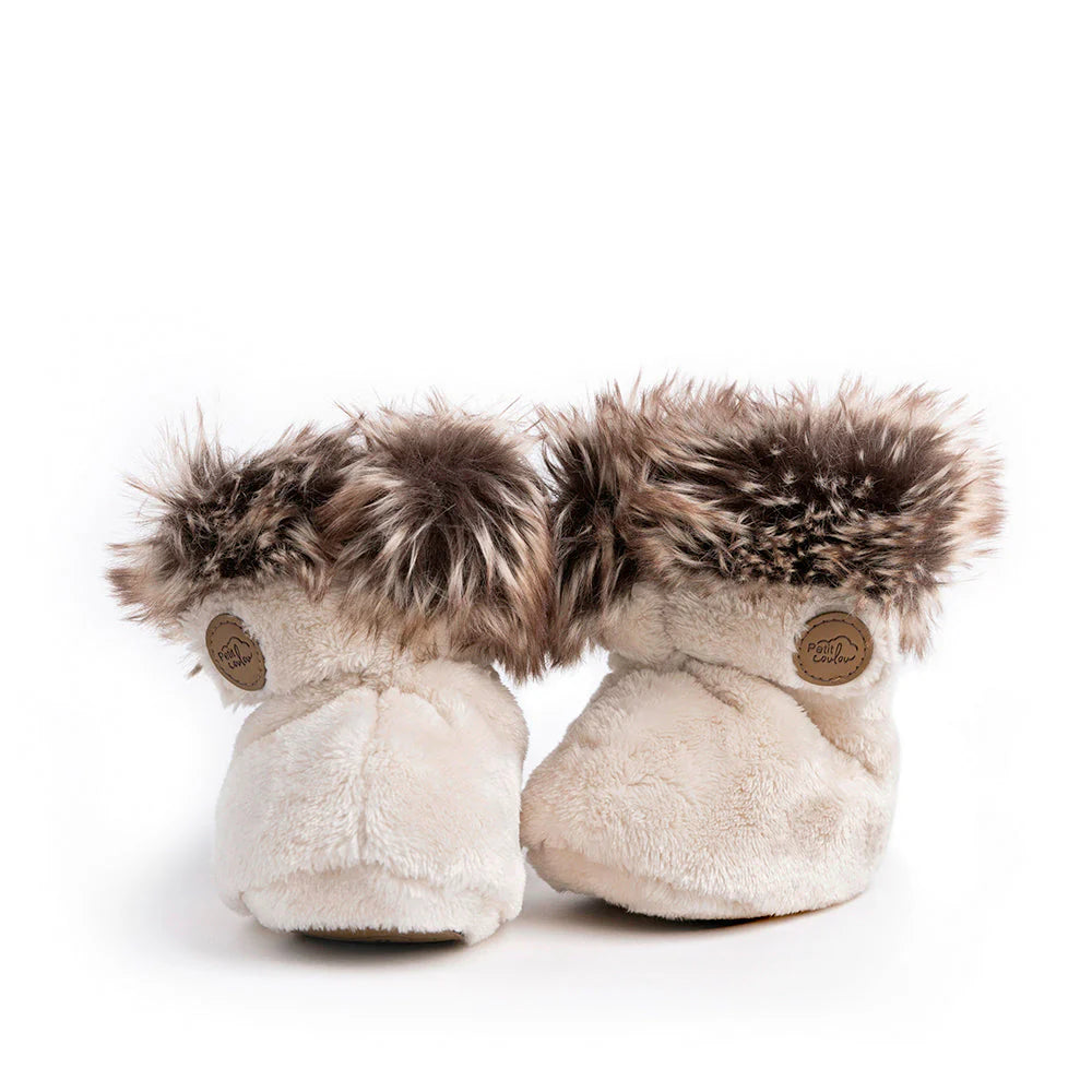 Petit Coulou - Pantoufles d'hiver en minky - Crème