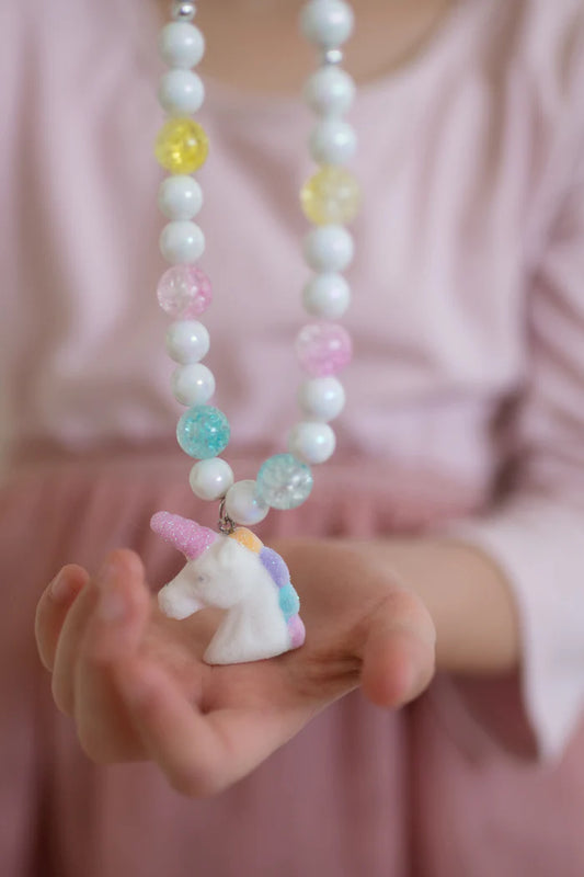 White unicorn necklace and bracelet set (2 pcs)