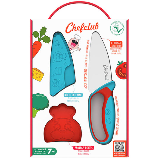 Couteau du chef bleu & rouge