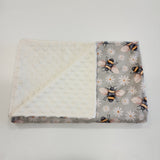 Oops - Couverture Minky - Abeille et marguerite fond sauge