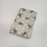 Oops - Mousseline de bambou-coton - Abeille et marguerite fond sauge