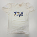 Creamie - T-Shirt SS - Crème/Fleurs Bleues