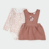 First by Petit Lem - Ensemble robe salopette matelassée - Terracotta Floral