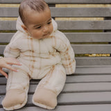 Petit Lem - Combinaison en sherpa - Carreaux taupe