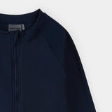 Petit Lem - Ribbed Full Zip Skin Protecting Swimsuit - Navy