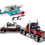Lego - Creator - Camion à plateau avec hélicoptère
