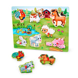 B.Woody - "Peek & Explore" 8-piece Wooden Puzzle - Farm Animals