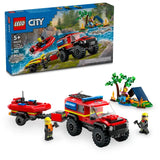 Lego - City - Camion de pompiers 4x4 & bateau de sauvetage