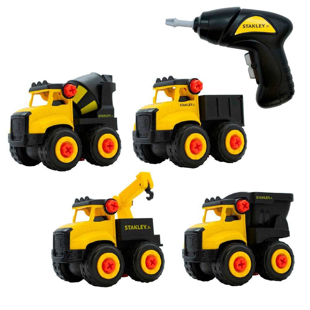 Stanley Jr. - Coffret 4 mini camions & 1 tournevis