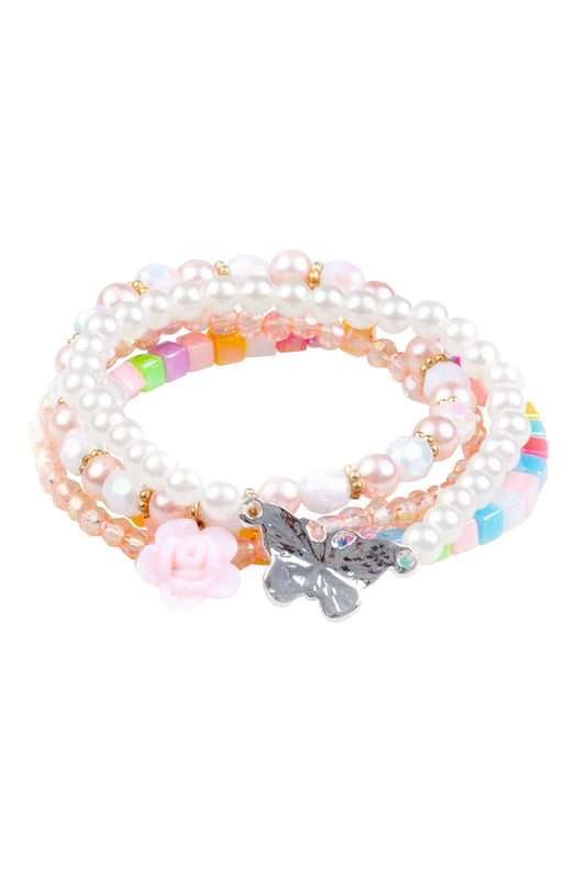 Ensemble de bracelet papillon avec des perles, 4 pcs