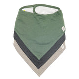 Perlimpinpin - Ensemble de 3 petits bavoirs en bambou - Chasseur-Charcoal-Taupe