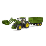 Bruder - John Deere 7R avec chargeur avant et remorque avec attelage tandem