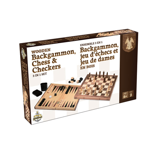 Ens. 3 in 1 Backgammon chess and queen
