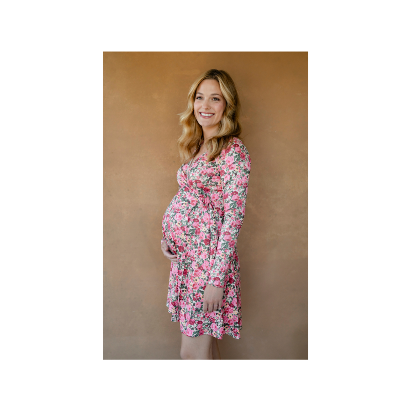 Robe Alexandrine Fleurie Rose Rose Maternité Grenier des