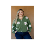 Rose Maternité - Cardigan à fleurs - Vert Prairie
