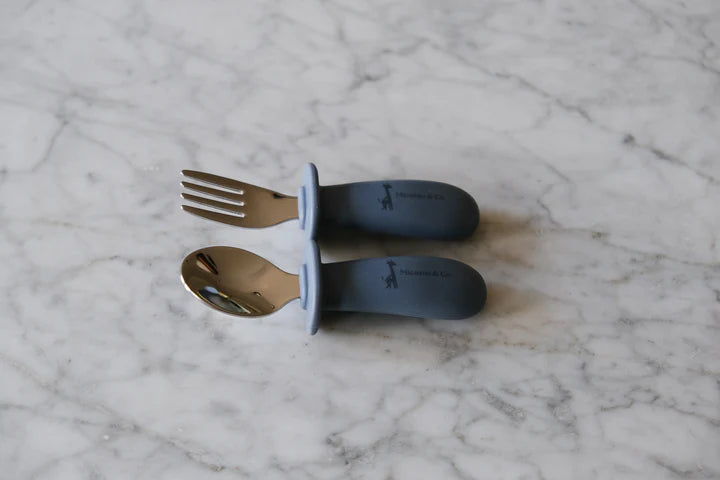 Micasso & Co. - Ensemble cuillère et fourchette en silicone et métal