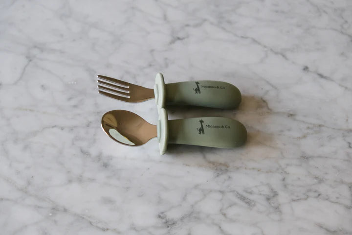 Micasso & Co. - Ensemble cuillère et fourchette en silicone et métal