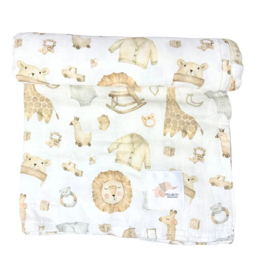 Pekaboo - Bamboo Muslin - Soft toys and lion cubs