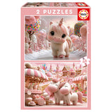 EDUCA - 2x48-Piece Jigsaw Puzzles - Sweet Unicorns