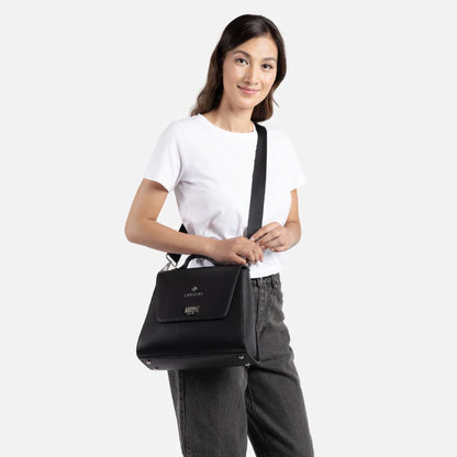 Le Elie - Sac à main en 3-en-1 en cuir vegan noir