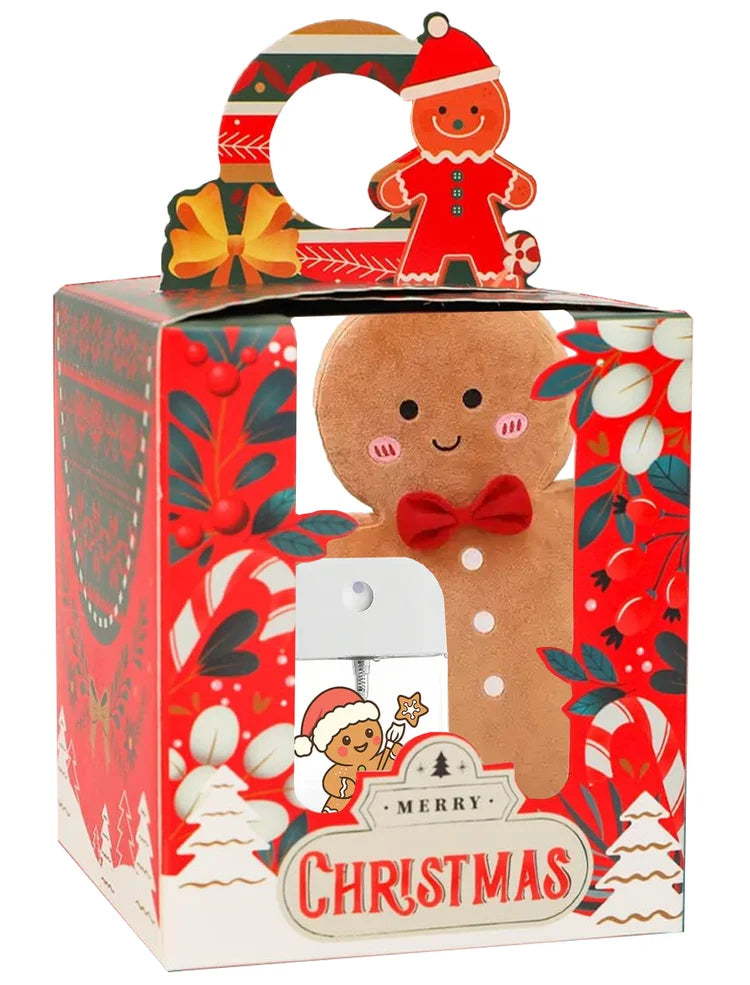 Peluche P’ti Biscuit et bruine parfumée au pain d’épices : un rituel de coucher magique et apaisant qui enveloppe les enfants d’une douce ambiance de Noël.
