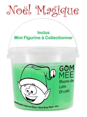 Seau de slime moussante contenant une petite surprise à l'intérieur.