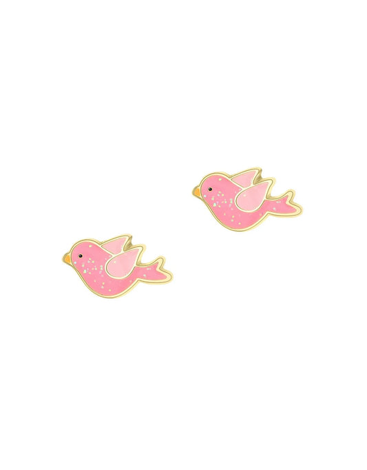 Girl Nation Enamel Stud Earrings - Glitter Bird
