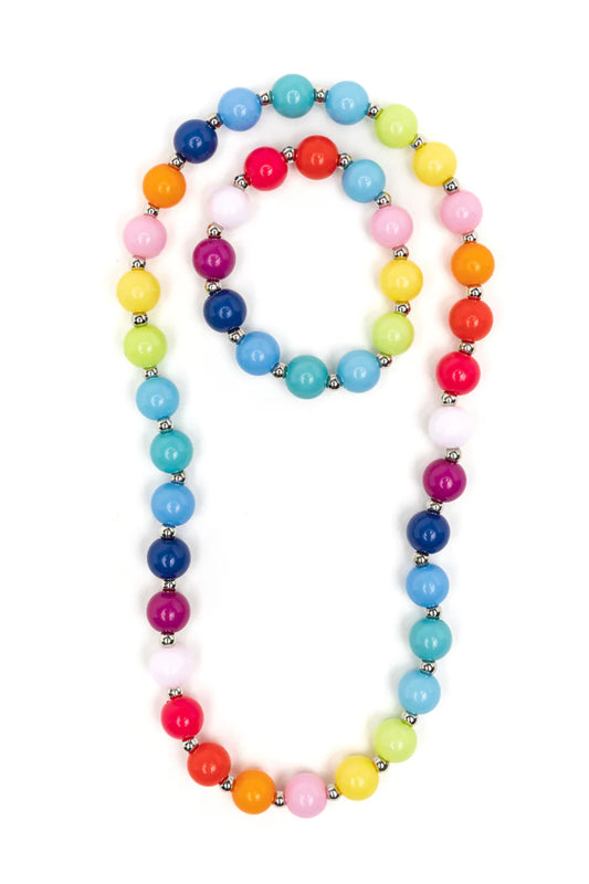 Gumball beaded necklace and bracelet set (2 pcs)