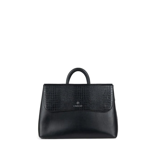 Lambert - The Helena - 2-in-2 vegan leather handbag - Black Croco