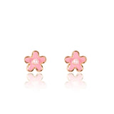 Girl Nation - Boucles d'oreilles en émail - Fleurs rose