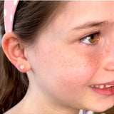 Girl Nation - Boucles d'oreilles en émail - Fleurs rose