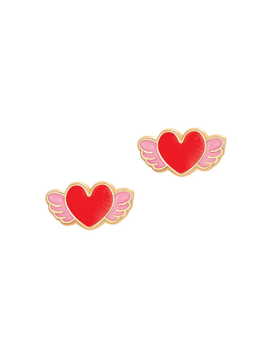 Girl Nation - Enamel Earrings - Winged Heart