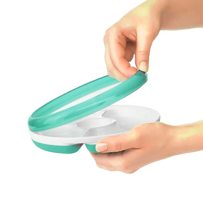 Assiette compartimentée à ventouse - Turquoise