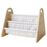 3 Sprouts - Porte-livres portable pour enfants double-face - Gingham Beige