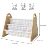 3 Sprouts - Porte-livres portable pour enfants double-face - Gingham Beige