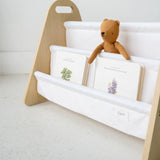 3 Sprouts - Porte-livres portable pour enfants double-face - Crème